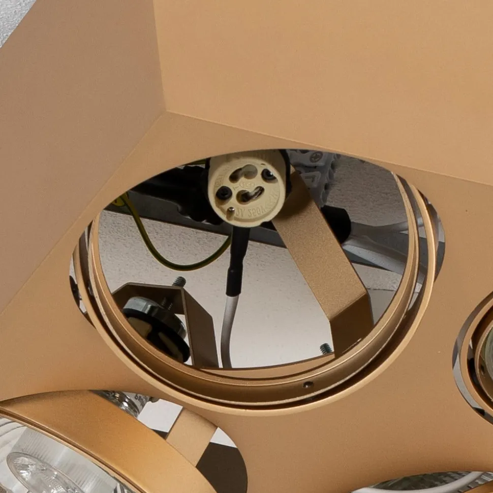 Plafondspot Riesta, goud, 4-lamps