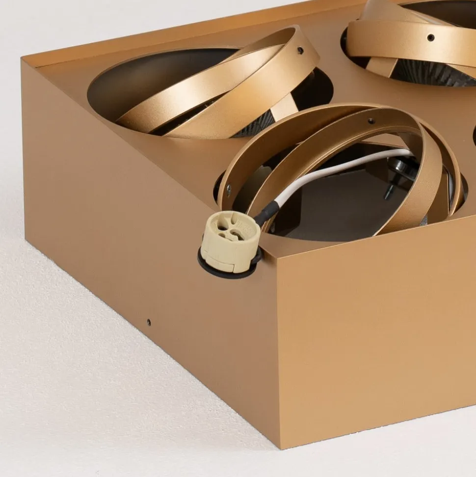 Plafondspot Riesta, goud, 4-lamps