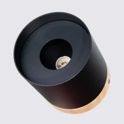 Plafondspot Rif, zwart, Ø 12 cm, hout, aluminium