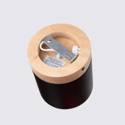 Plafondspot Rif, zwart, Ø 12 cm, hout, aluminium