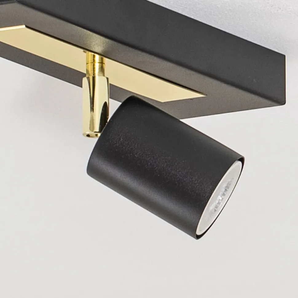 Plafondspot Rodez, zwart/goud, lengte 30 cm, staal