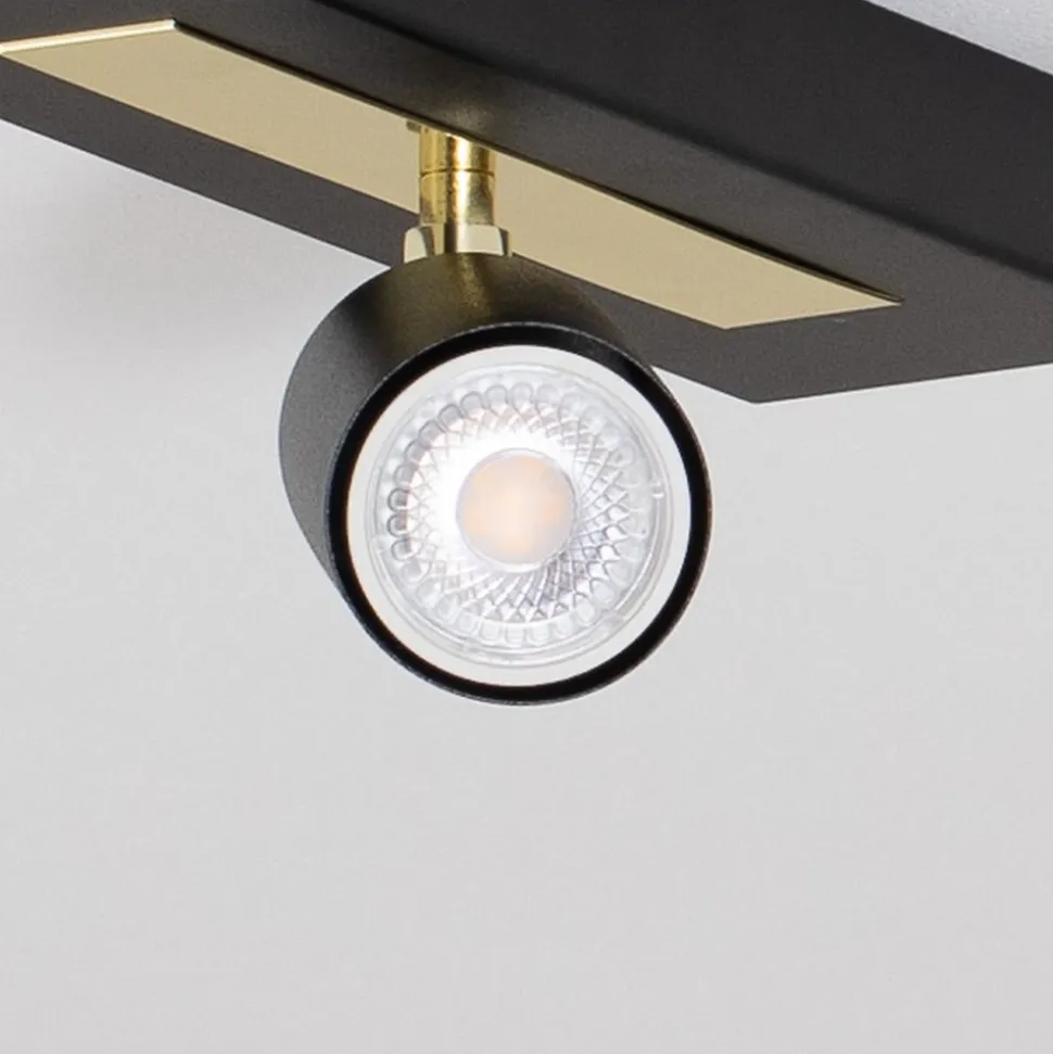 Plafondspot Rodez, zwart/goud, lengte 30 cm, staal