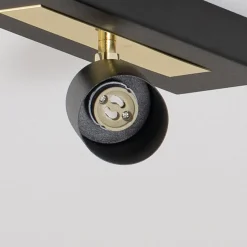 Plafondspot Rodez, zwart/goud, lengte 30 cm, staal