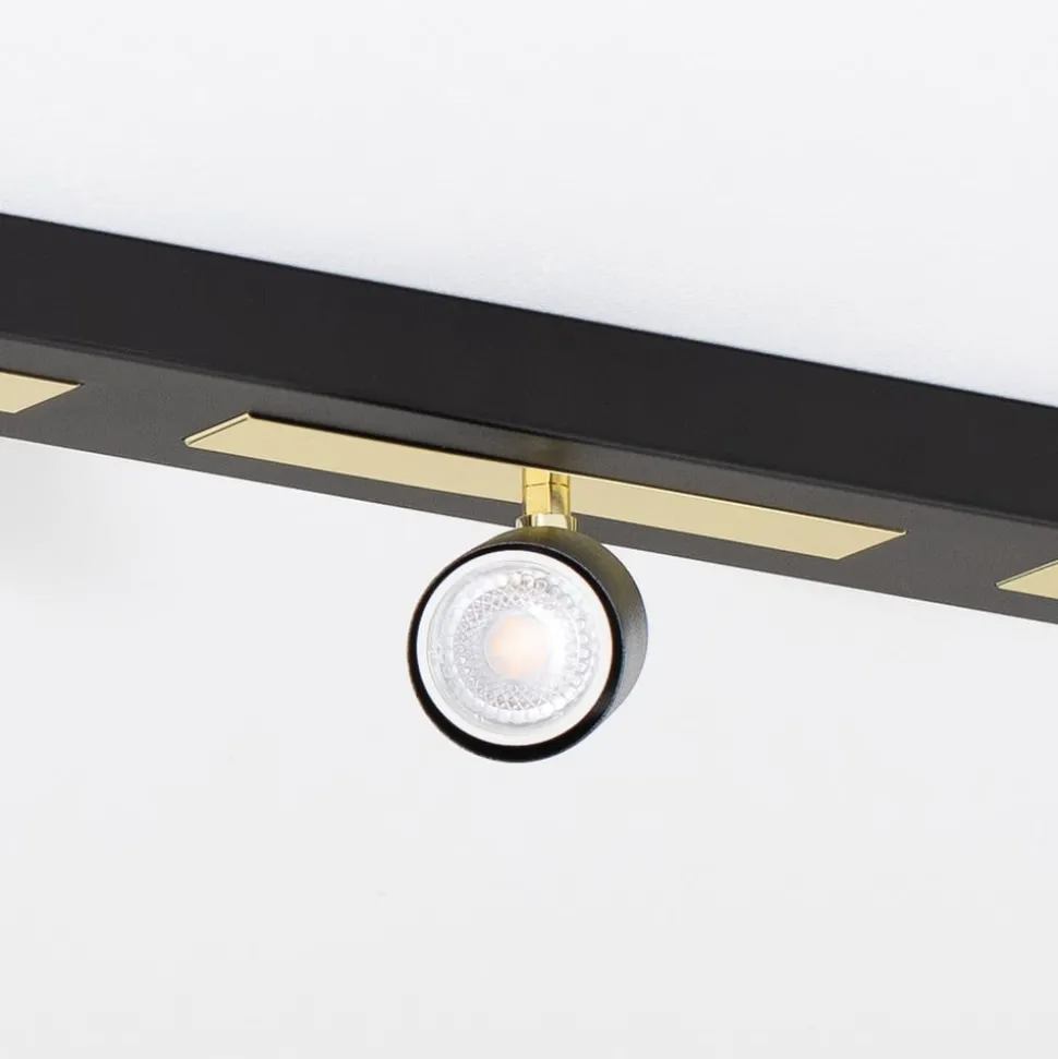 Plafondspot Rodez, zwart/goud, lengte 80 cm, 3-lamps.