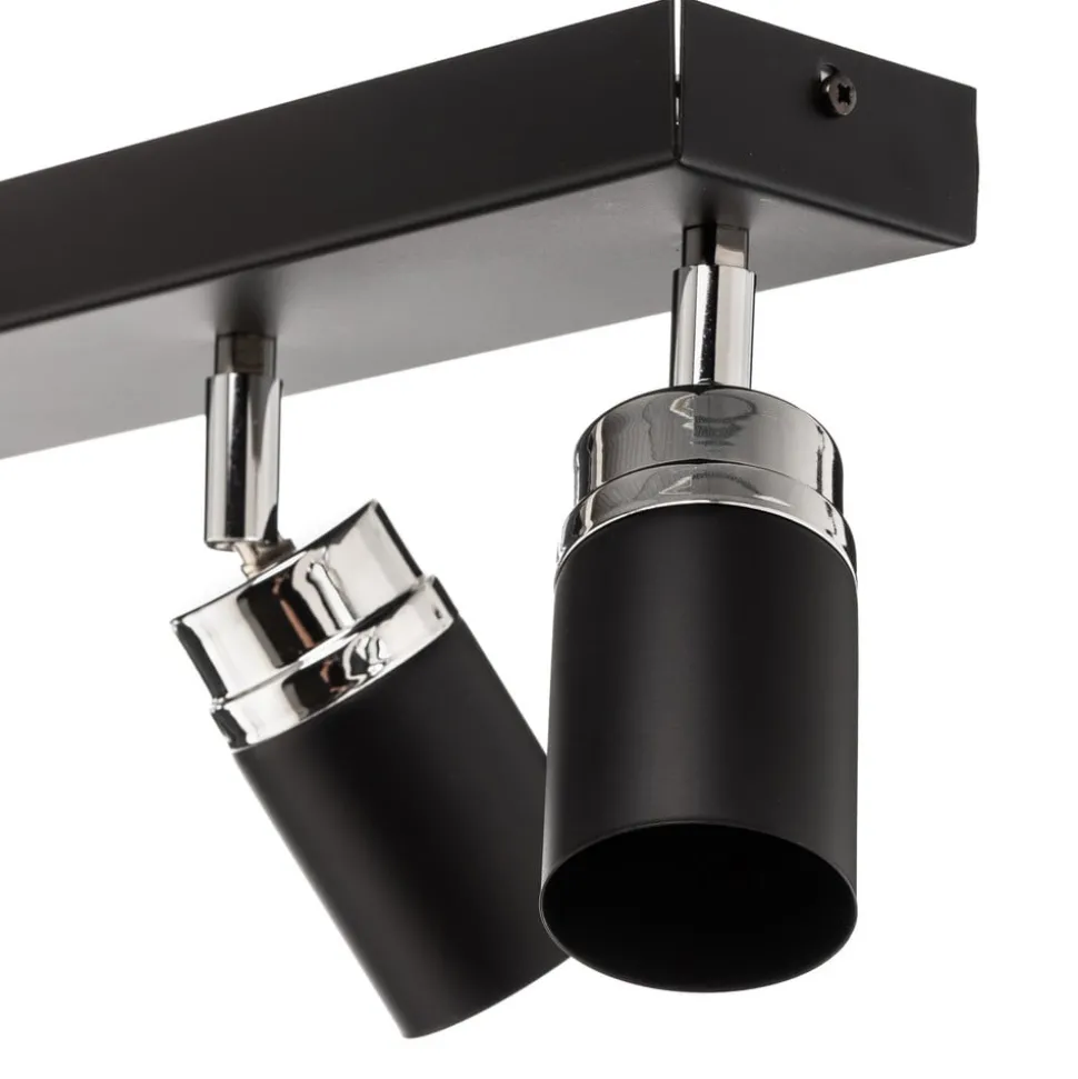 Plafondspot Rondo zwart/chroom, roestvrij staal, 8-lamps.