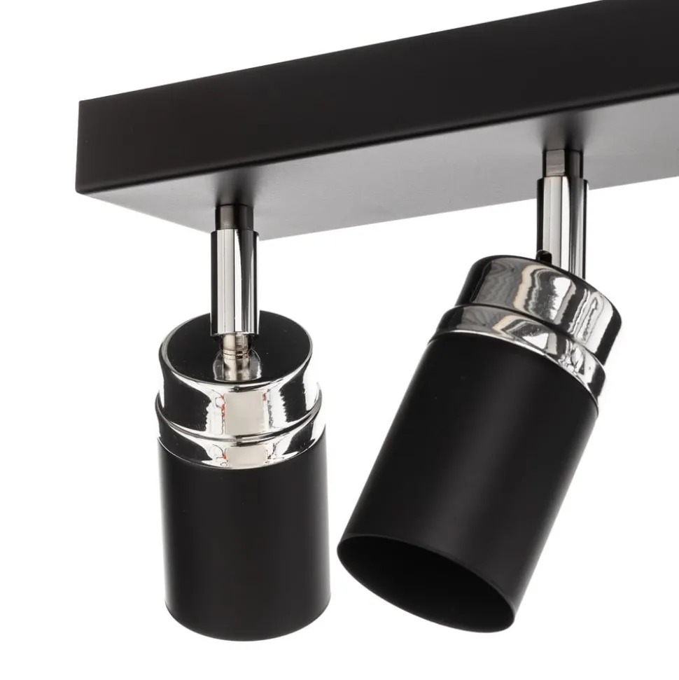 Plafondspot Rondo zwart/chroom, roestvrij staal, 8-lamps.