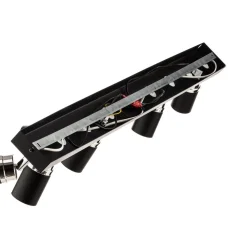 Plafondspot Rondo zwart/chroom, roestvrij staal, 8-lamps.