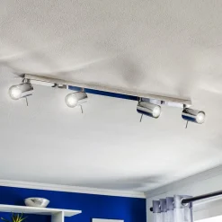 Plafondspot Round, chroom, 4-lamps lineair