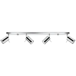 Plafondspot Round, chroom, 4-lamps lineair