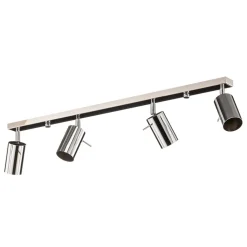 Plafondspot Round, chroom, 4-lamps lineair