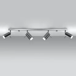 Plafondspot Round, chroom, 4-lamps lineair