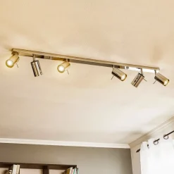 Plafondspot Round, chroom, 6-lamps lineair