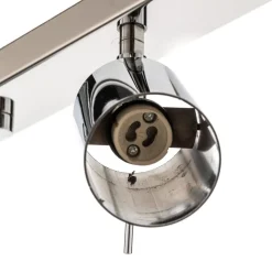 Plafondspot Round, chroom, 6-lamps lineair