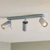 Plafondspot Round, grijs, 3-lamps lineair