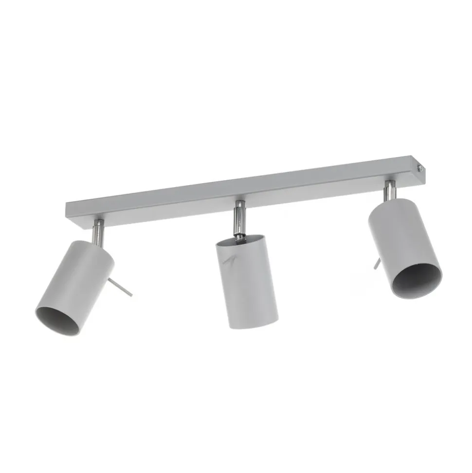 Plafondspot Round, grijs, 3-lamps lineair