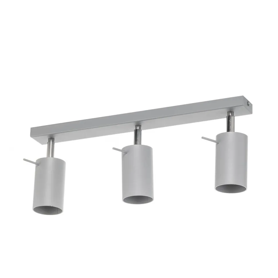Plafondspot Round, grijs, 3-lamps lineair