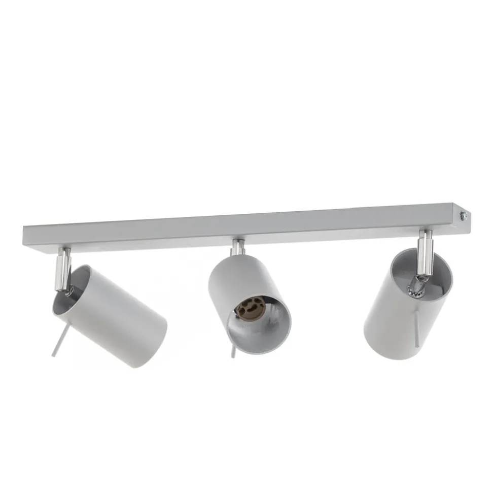 Plafondspot Round, grijs, 3-lamps lineair