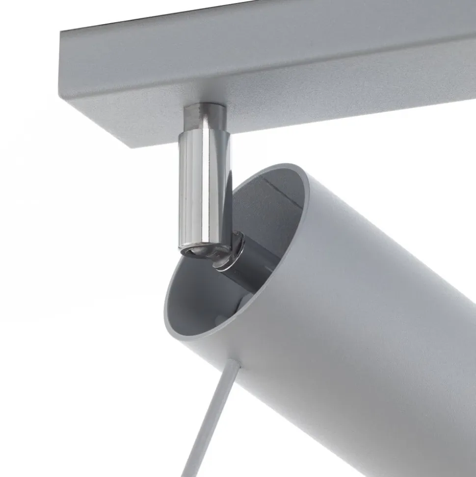 Plafondspot Round, grijs, 3-lamps lineair