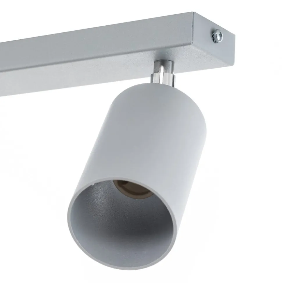 Plafondspot Round, grijs, 3-lamps lineair