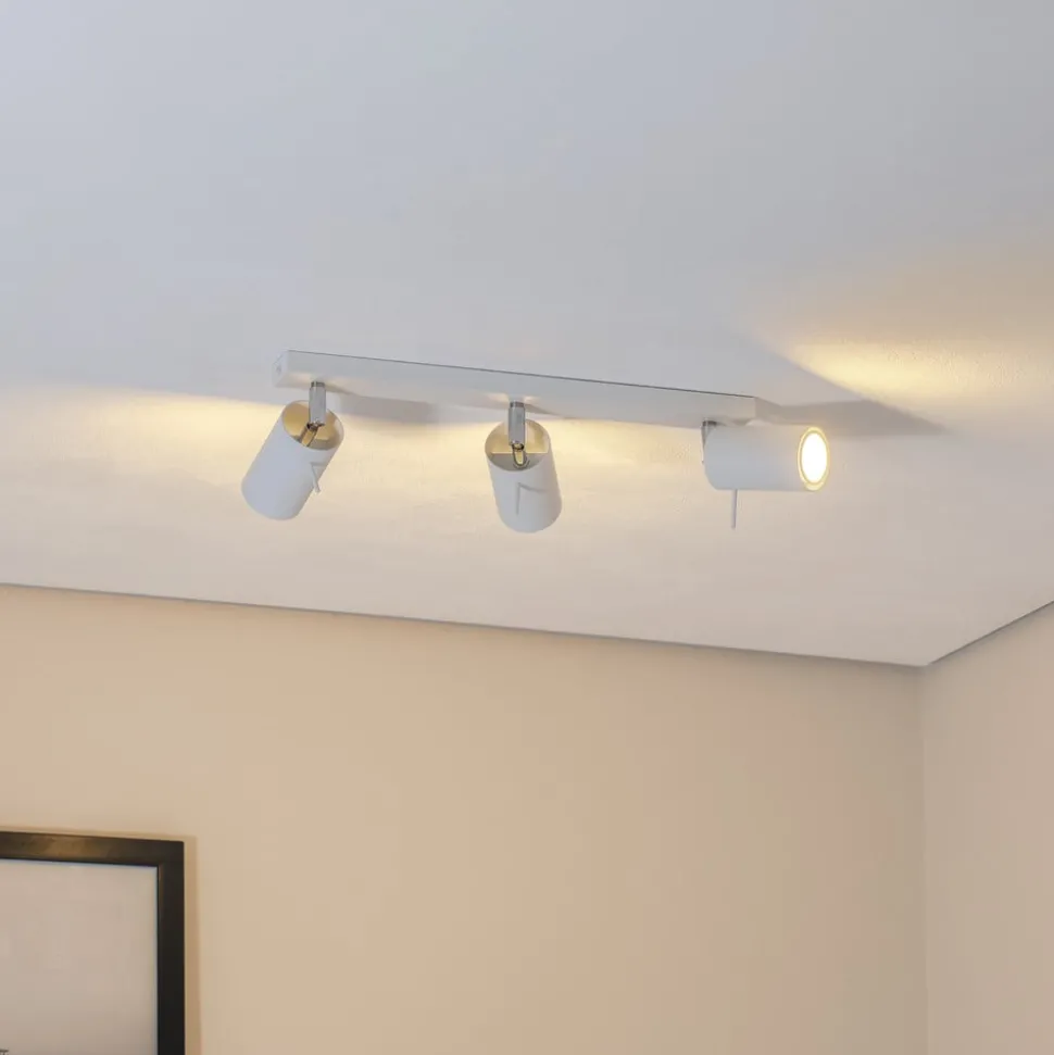 Plafondspot Round, wit, 3-lamps lineair