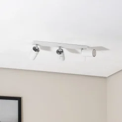 Plafondspot Round, wit, 3-lamps lineair