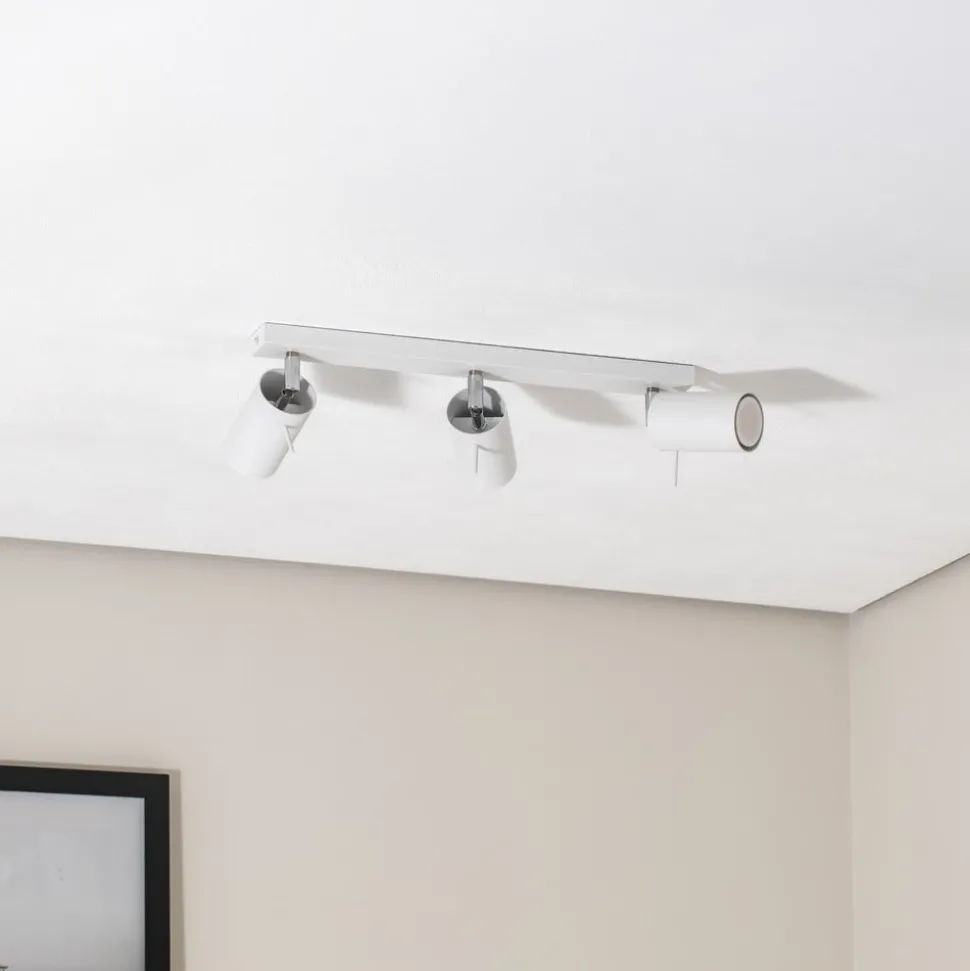 Plafondspot Round, wit, 3-lamps lineair