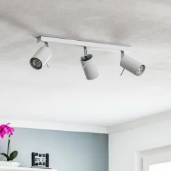 Plafondspot Round, wit, 3-lamps lineair