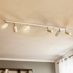 Plafondspot Round, wit, 6-lamps lineair