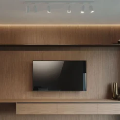 Plafondspot Round, wit, 6-lamps lineair