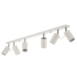 Plafondspot Round, wit, 6-lamps lineair