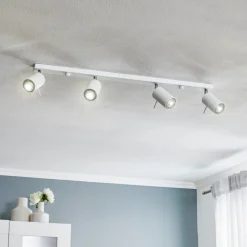 Plafondspot Round, wit, 4-lamps lineair