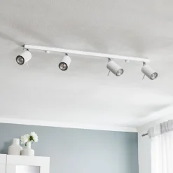 Plafondspot Round, wit, 4-lamps lineair