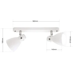 Plafondspot School, 2-lamps, wit