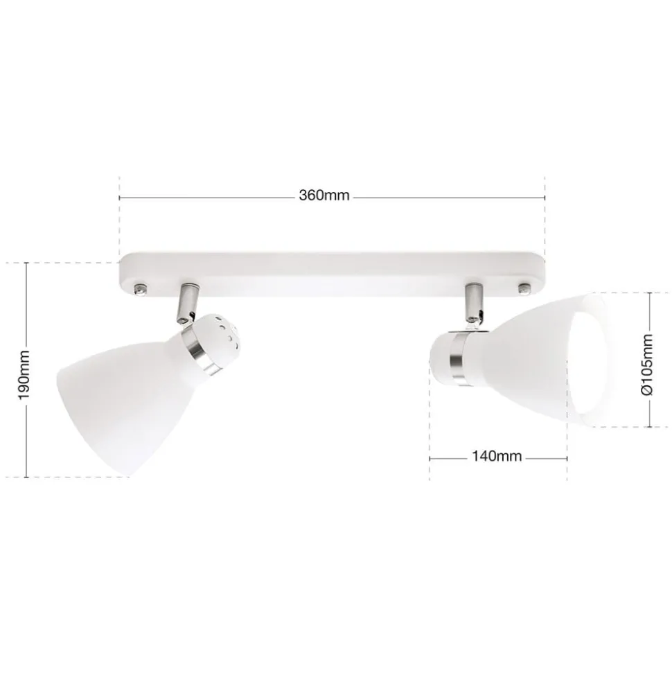 Plafondspot School, 2-lamps, wit