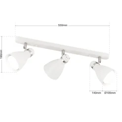 Plafondspot School, 3-lamps, wit