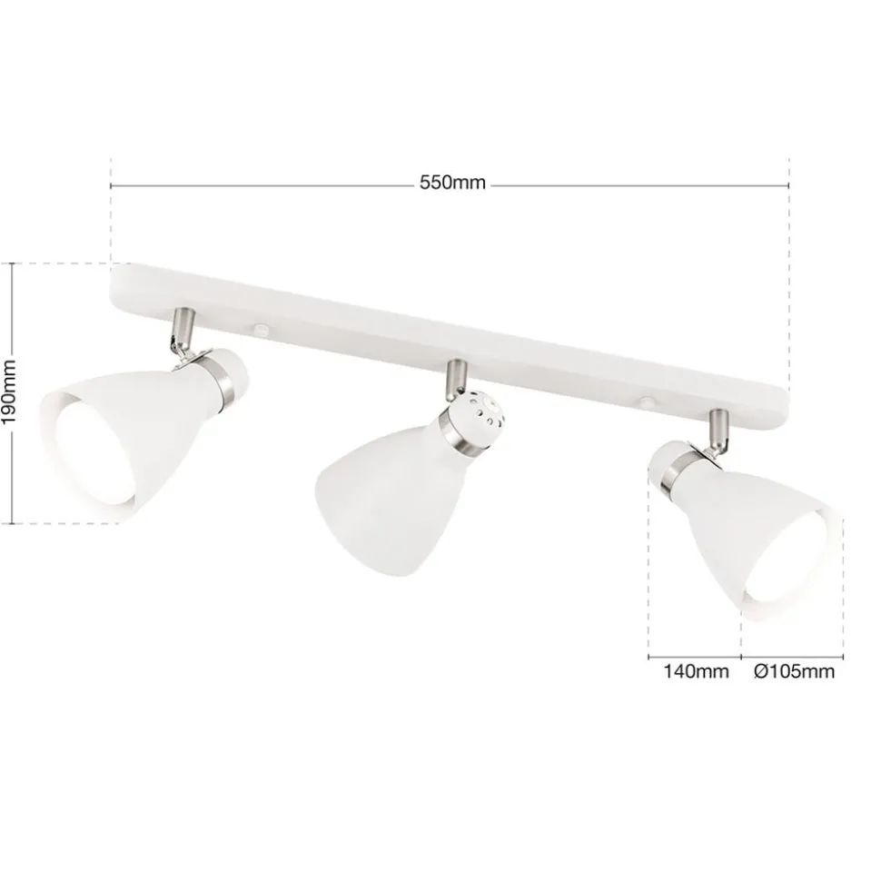 Plafondspot School, 3-lamps, wit