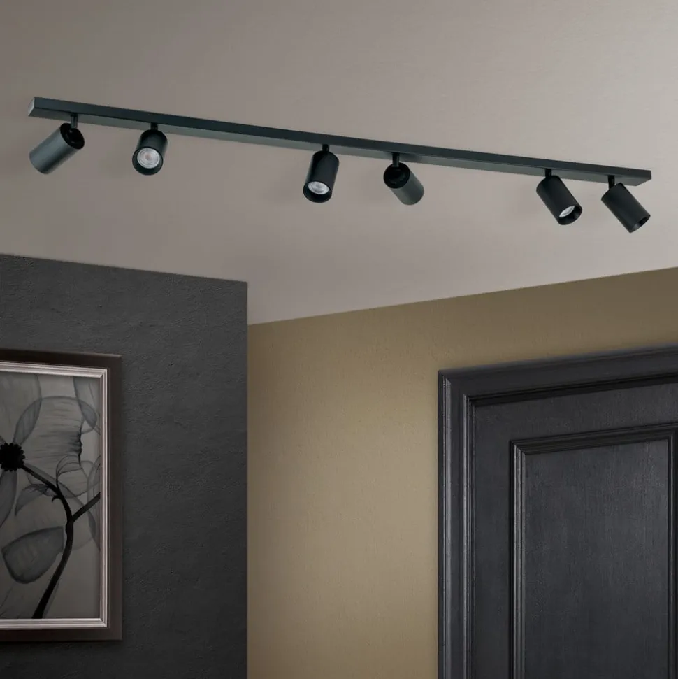 Plafondspot Sean 6-lamps, zwart