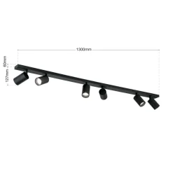 Plafondspot Sean 6-lamps, zwart