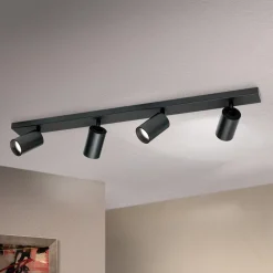 Plafondspot Sean 4-lamps, zwart