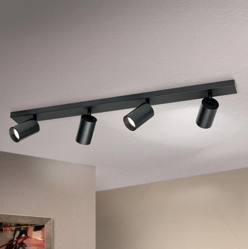 Plafondspot Sean 4-lamps, zwart