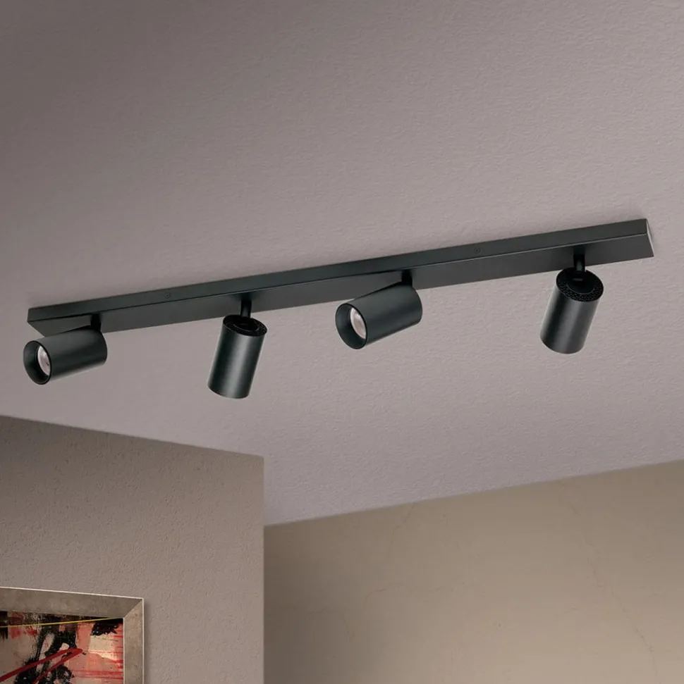 Plafondspot Sean 4-lamps, zwart