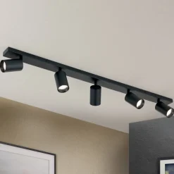 Plafondspot Sean, zwart, aluminium, 100 cm lang, GU10