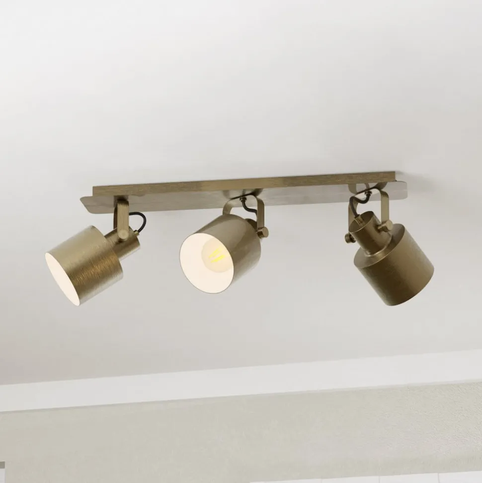Plafondspot Southery 3-lamps crème-goud geborsteld