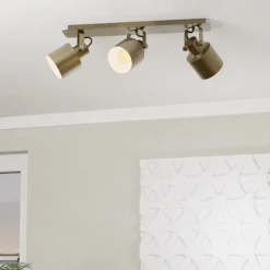 Plafondspot Southery 3-lamps crème-goud geborsteld