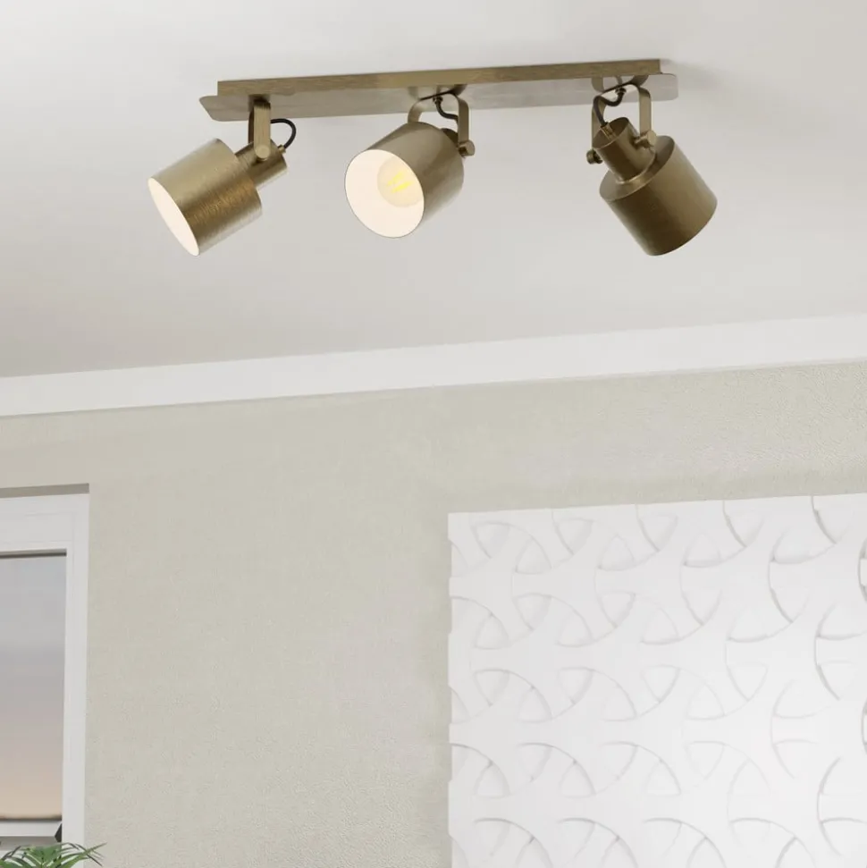 Plafondspot Southery 3-lamps crème-goud geborsteld