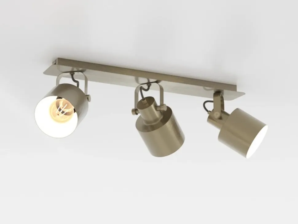 Plafondspot Southery 3-lamps crème-goud geborsteld