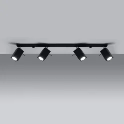 Plafondspot Square, zwart, 4-lamps lineair