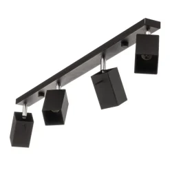 Plafondspot Square, zwart, 4-lamps lineair