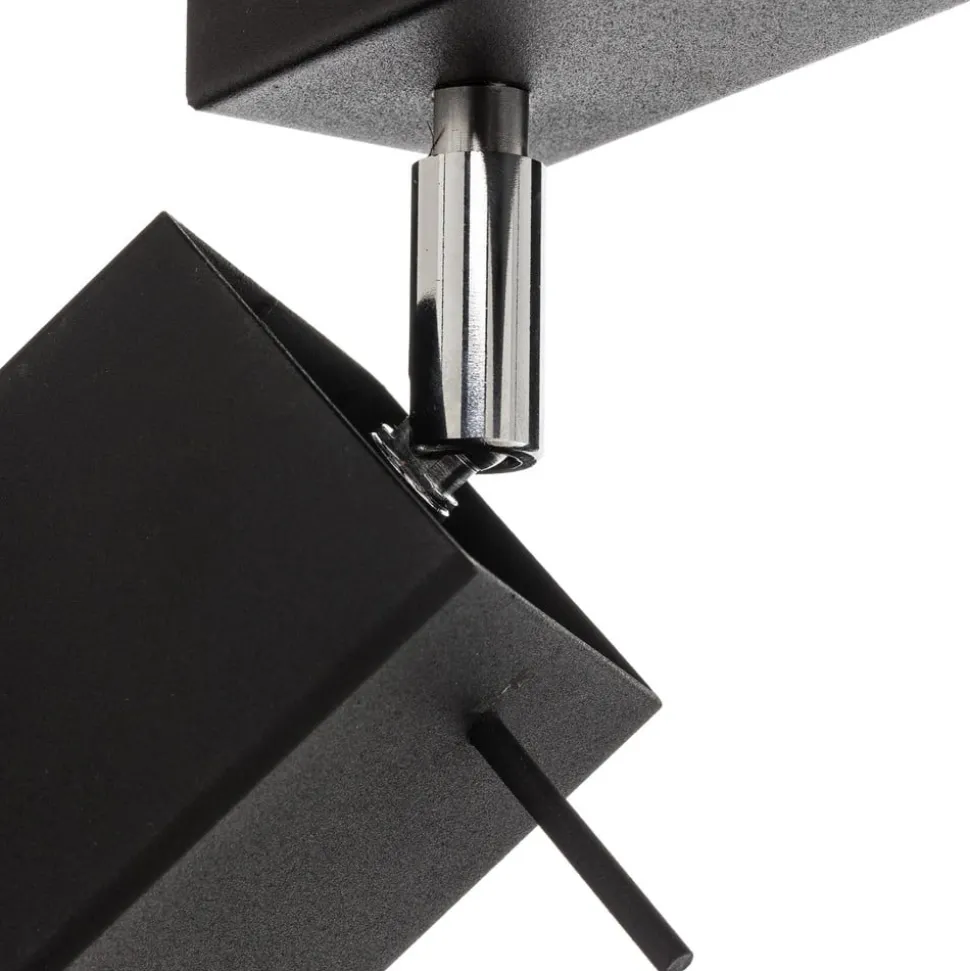 Plafondspot Square, zwart, 4-lamps lineair