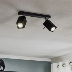 Plafondspot Square, zwart, 2-lamps